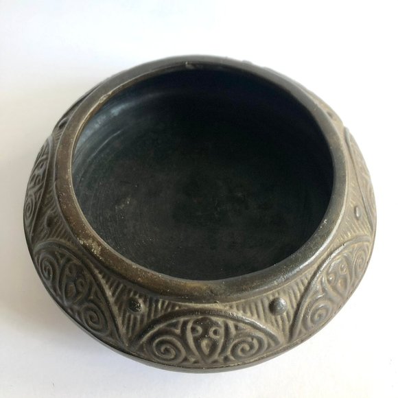 Vintage 30s Tokanabe Pottery Japanese Bonsai Dish Footed Embossed Planter Bowl - Picture 9 of 10